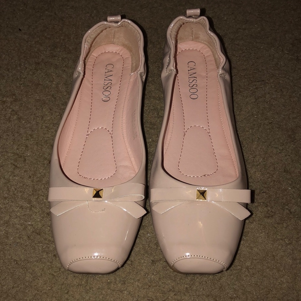 Pink paten leather flats